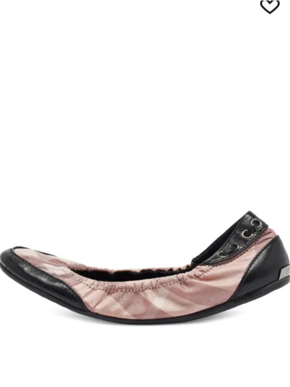 Burberry Pink/Black Check Fabric and Leather Scrunch Ballet Flats Size 8